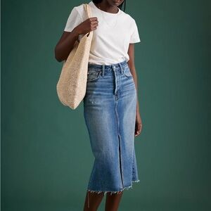 AE77 Premium Denim Midi Skirt